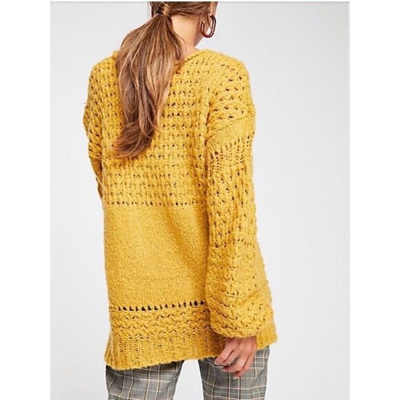 Free People Crashing Waves Open Knit Pullover Women’s Sweater Medium Boho Gypsy - Picture 2 of 11